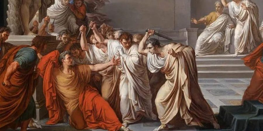 رسم كاموتشيني لوحته الشهيرة موت يوليوس قيصر عام 1806 (مواقع التواصل الاجتماعي)