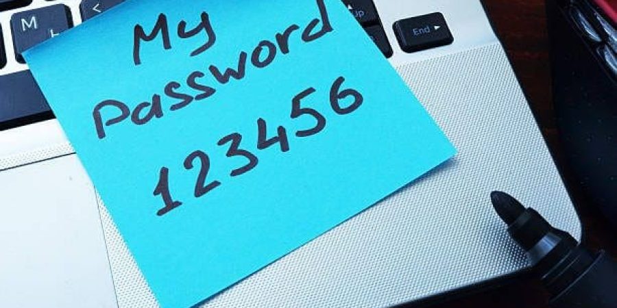 Easy Password concept.  My password 123456 written on a paper with marker.