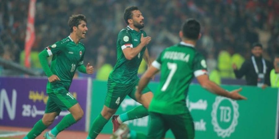 فرحة لاعبي منتخب العراق بالفوز