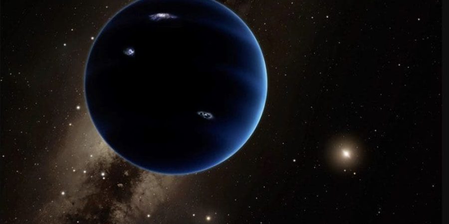 رسم توضيحي للكوكب التاسع، الذي هو أكبر بـ10 مرات من كتلة الأرض (كالتيك)