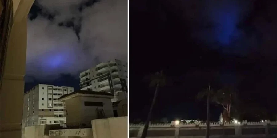 ضور أزرق ظهر في سماء الإسكندرية