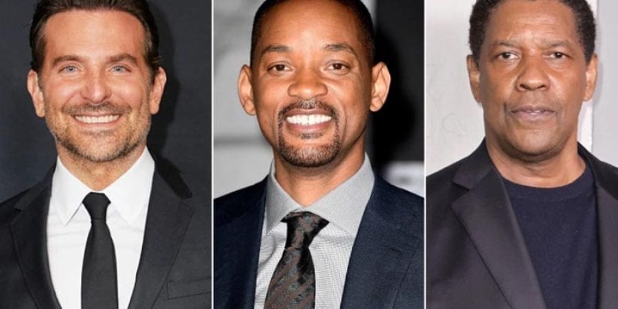 من اليمين: دينزل واشنطن وويل سميث وبرادلي كوبر من المرشحين للأوسكار هذا العام حسب توقعات النقاد (غيتي)