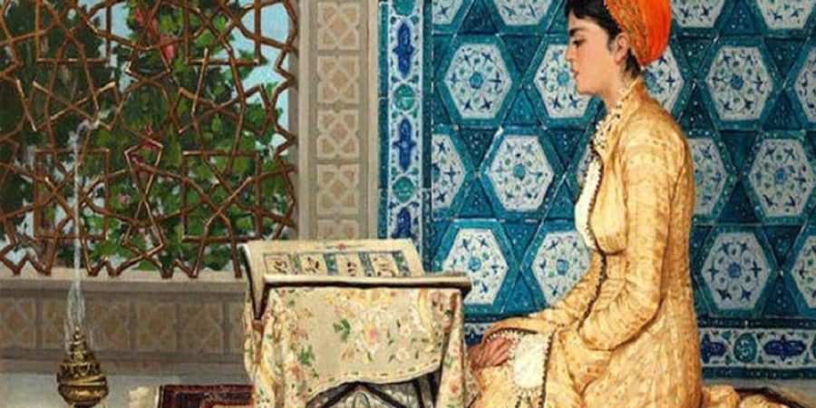 اللوحة الشهيرة "شابة تقرأ" للرسام العثماني عثمان حمدي بك