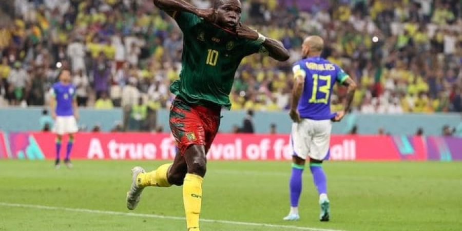 فرحة فينسنت أبو بكر بهدفه في مرمى البرازيل