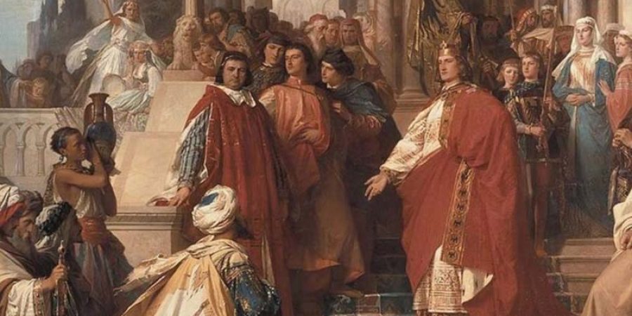 بلاط الإمبراطور فريدريك الثاني الذي كان ملك صقلية من عام 1198 حتى 1250م (ويكي كومنز)