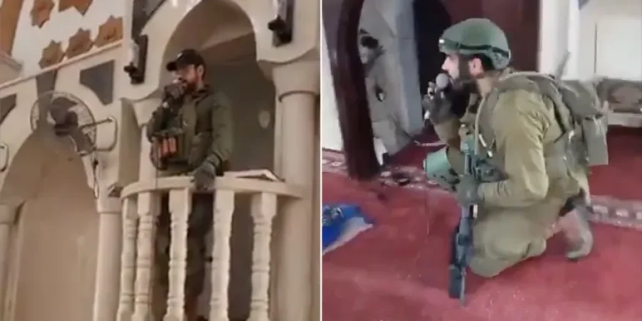 جنود الاحتلال يمارسون طقوسهم داخل مسجد في جنين