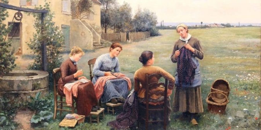 لوحة "حلقة الخياطة" للرسام الواقعي دانيال ريدجواي نايت (مواقع إلكترونية)