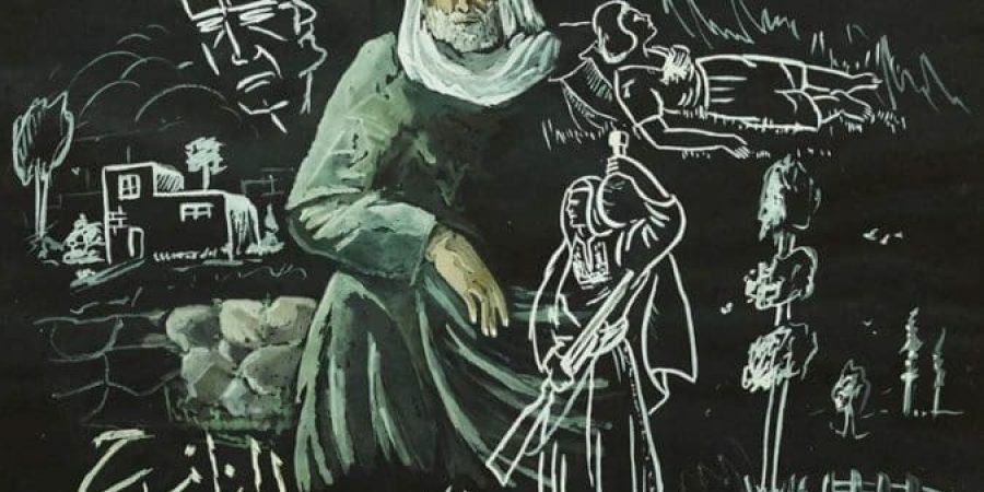 غسان كنفاني رسم عددًا من اللوحات التي تتبع الأثر النفسي للنكبة وما تلاها من تهجير ونزوح (مواقع التواصل)