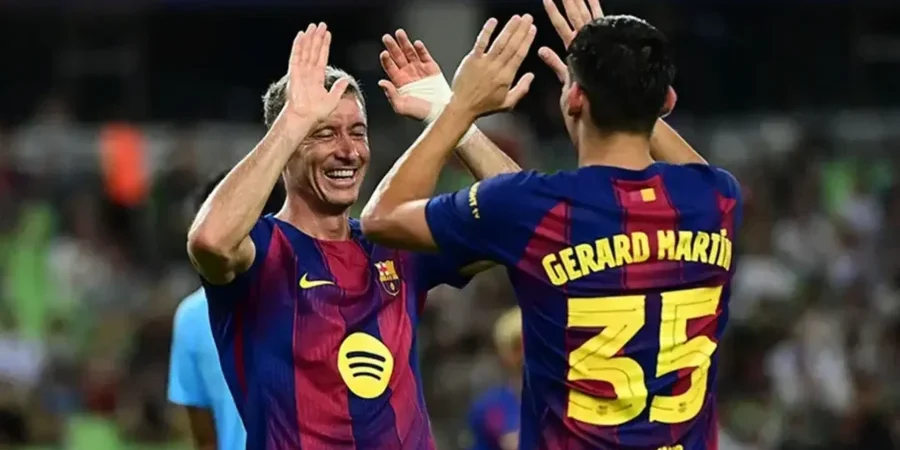 فرحة لاعبي برشلونة بالهدف