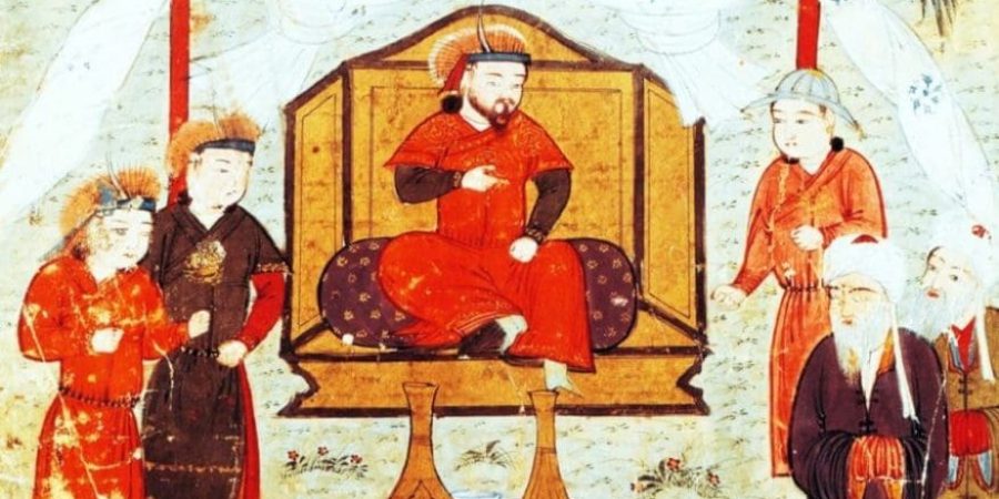 اتهم الوزير العباسي مؤيد الدين بن العلقمي بمساعدة جيوش المغول بقيادة هولاكو خان - الصورة تعبيرية لتتويج هولاكو من Getty Images