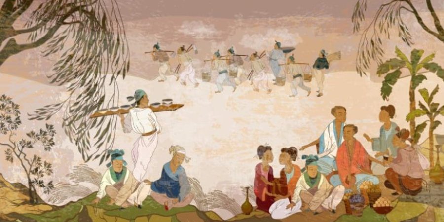 لوحة مرسومة للحياة في الصين القديمة